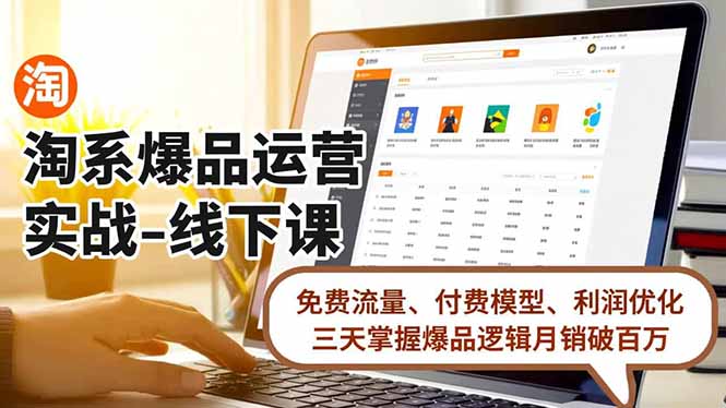 淘系爆品运营实战-线下课，免费流量、付费模型、利润优化，三天掌握爆品逻辑月销破百万-生财