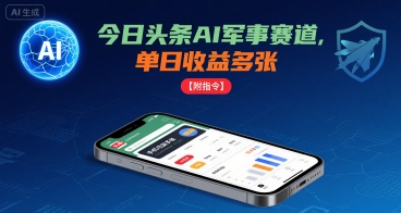 今日头条AI军事赛道,单日收益多张 ,手机可做【附指令】-生财