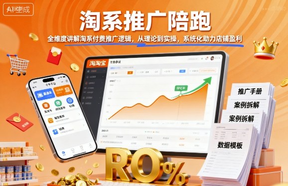 淘系推广陪跑,全维度讲解淘系付费推广逻辑,从理论到实操,系统化助力店铺盈利-生财