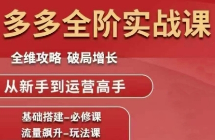 拼多多全阶实战课程，全维攻略，破局增长，从新手到运营高手-生财