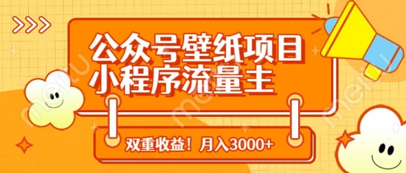 公众号壁纸项目，小程序流量主双收益，月入3000+-生财