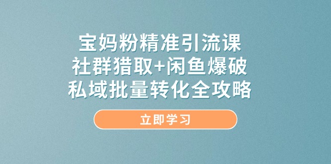 宝妈粉精准引流课,社群猎取+闲鱼爆破,私域批量转化全攻略-生财