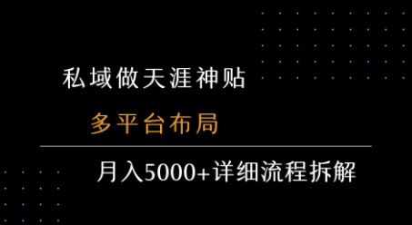 私域做天涯神贴 多平台布局 月入5k+详细流程拆解-生财