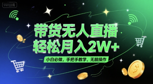 带货无人直播，轻松月入2W+，小白必做，手把手教学，无脑操作(附学习资料)-生财