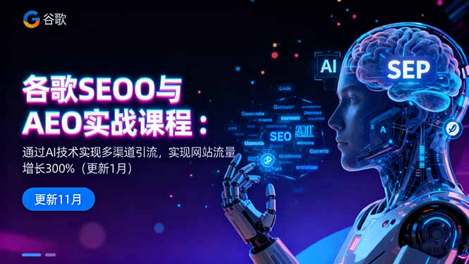 谷歌SEO与AEO实战课程：通过AI技术实现多渠道引流，实现网站流量增长300%-生财