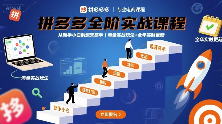 拼多多全阶实战课程，从新手小白到运营高手，海量实战玩法+全年实时更新【2025年9月更新】-生财