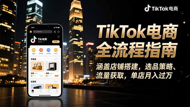 TikTok电商全流程指南，涵盖店铺搭建、选品策略、流量获取，单店月入过万-生财