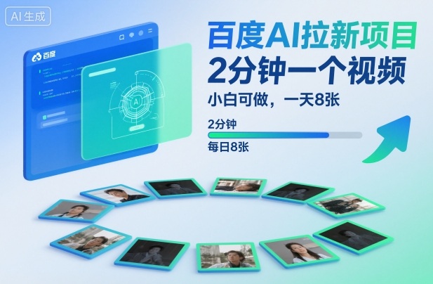 百度AI拉新项目,2分钟一个视频,小白可做,一天8张【附案例+保姆级教程】-生财