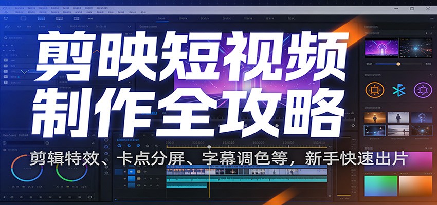 剪映短视频制作全攻略：剪辑特效、卡点分屏、字幕调色等，新手快速出片-生财
