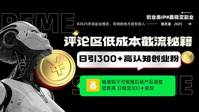 评论区低成本引流秘籍，精准钩子直击用户，单账号日增300+创业粉，日稳...-生财