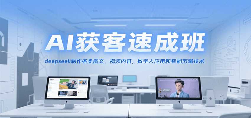 AI获客速成班,deepseek制作各类图文、视频内容,数字人应用和智能剪辑技术-生财