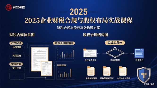 2025企业财税合规与股权布局的实战课程：财税合规与股权高效治理方案-生财