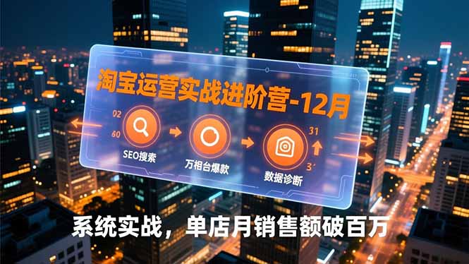 淘宝运营实战进阶营-12月：SEO搜索、万相台爆款、数据诊断，系统实战，单店月销售额破百万-生财