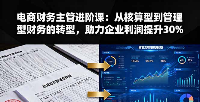 电商财务主管进阶课：从核算型到管理型财务的转型，助力企业利润提升30%-生财