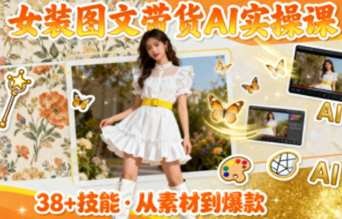女装图文带货的AI实操课，覆盖38个实用技能，快速提升素材制作效率-生财