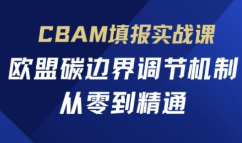 CBAM填报实战课,欧盟碳边界调节机制,从零到精通-生财