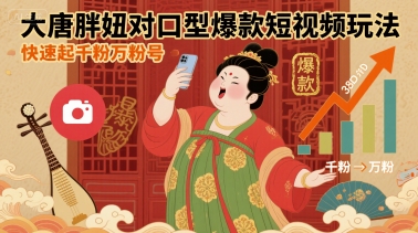 大唐胖妞对口型爆款短视频玩法，快速起千粉万粉号-生财