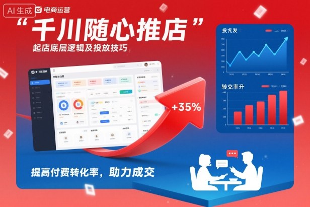 千川随心推起店底层逻辑及投放技巧，提高付费转化率，助力成交-生财