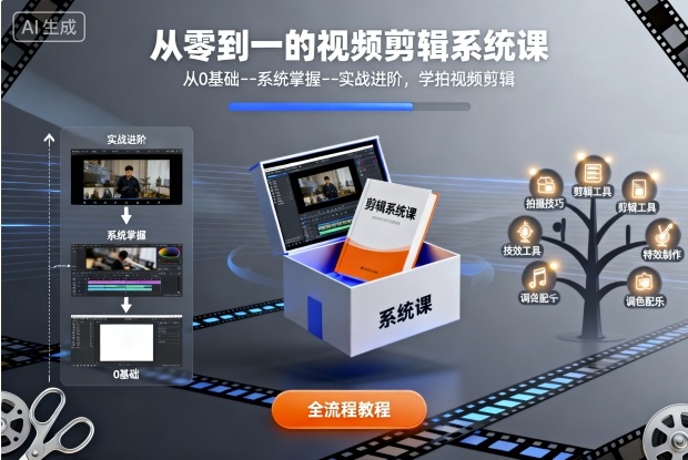 从零到一的视频剪辑系统课，从0基础--系统掌握--实战进阶，学拍视频剪辑-生财