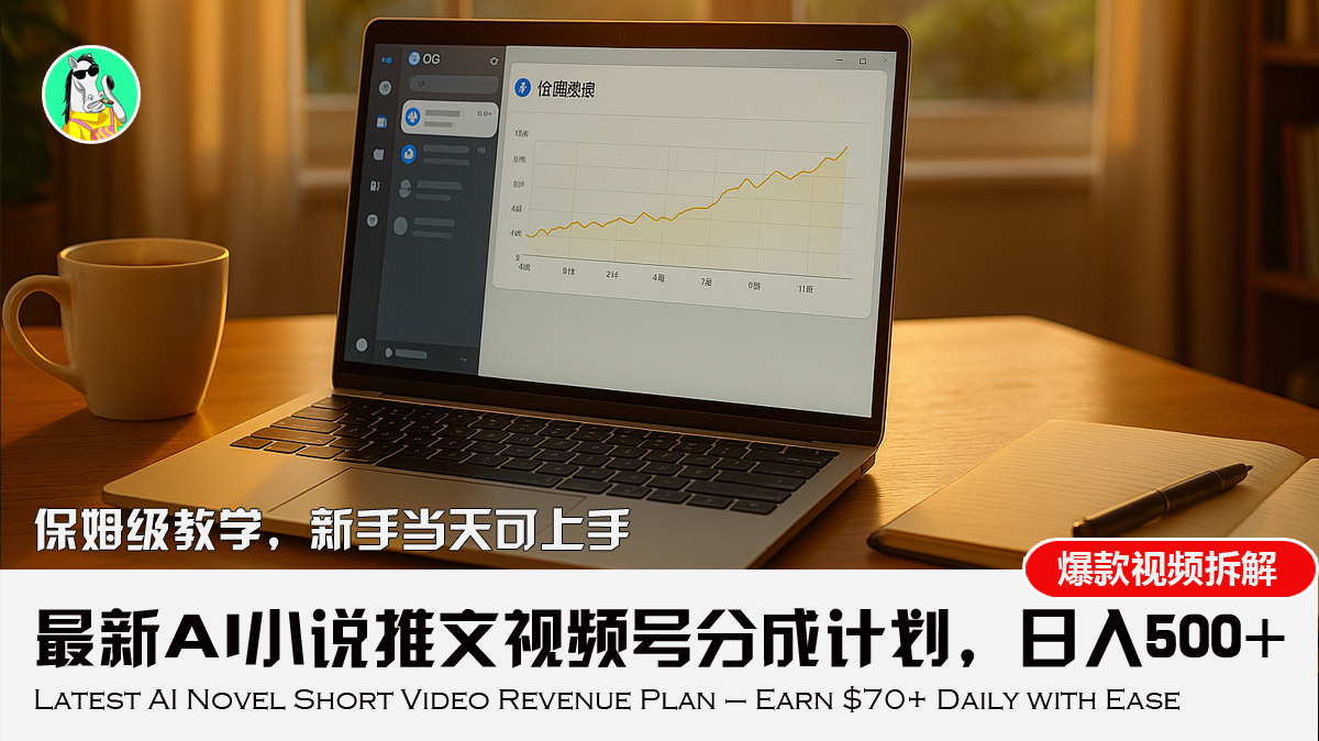 最新AI小说推文视频号分成计划,新手小白也能当天日入500+教程-生财