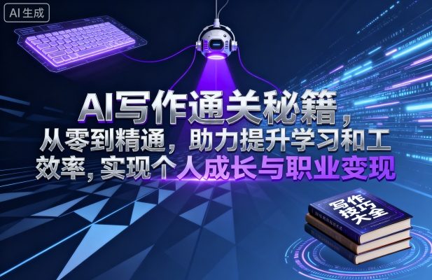 AI写作通关秘籍，从零到精通，助力提升学习和工作效率，实现个人成长与职业变现-生财