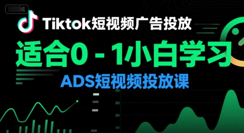 Tiktok短视频广告投放，适合0-1小白学习ADS短视频投放课-生财