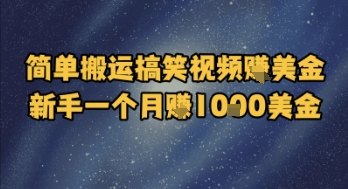 简单搬运搞笑视频挣美金，新手一个月入1k美金-生财